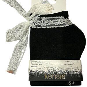 SET 2 Kensie Black Lace-Tie Anklet Socks Elegant & Classy Party Wear NWT